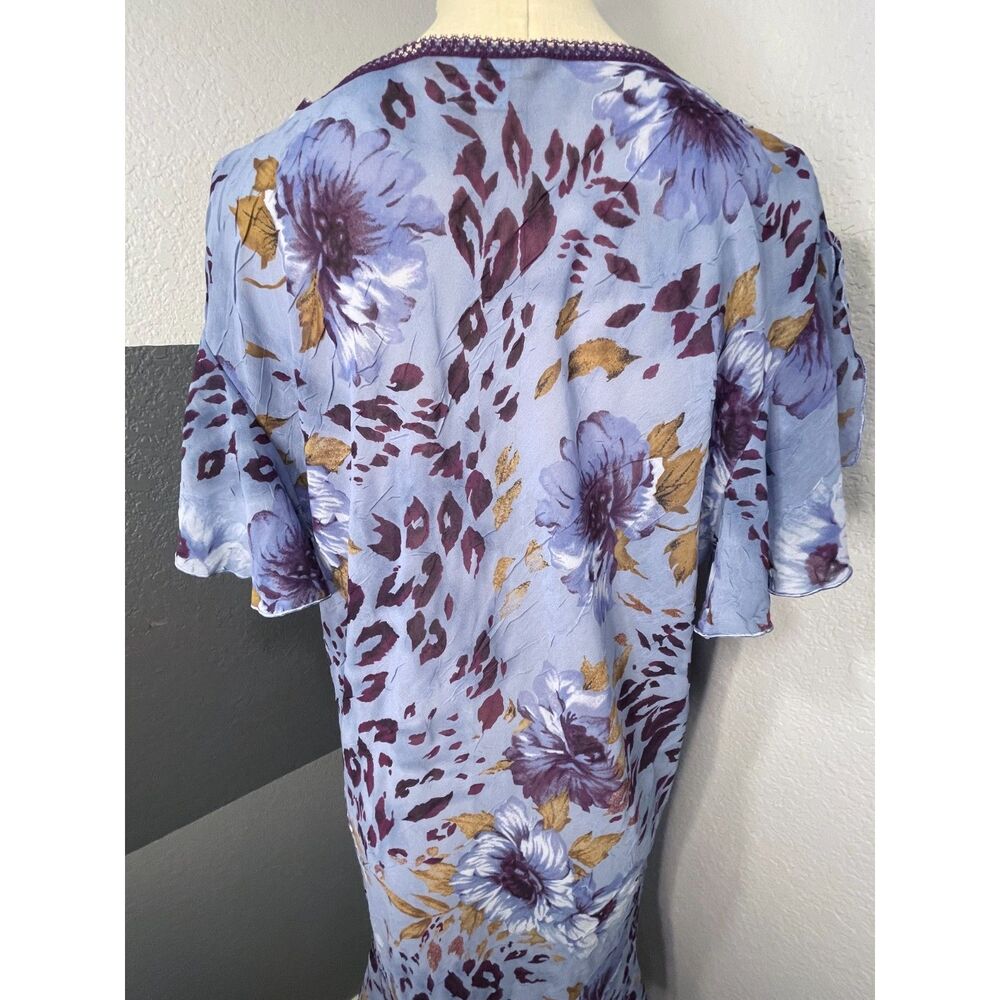 Sensara 1X Blue Purple Floral Leopard Nightgown & Robe Set 2 PC Sleepwear Lounge - Picture 12 of 13